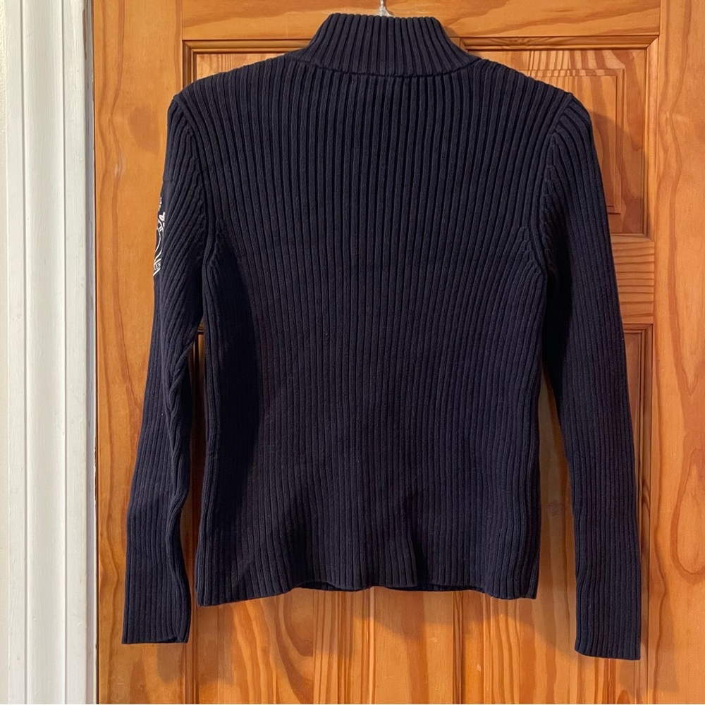 Ralph Lauren Navy Ribbed Button-Up Sweater Jacket - Picture 10 of 12